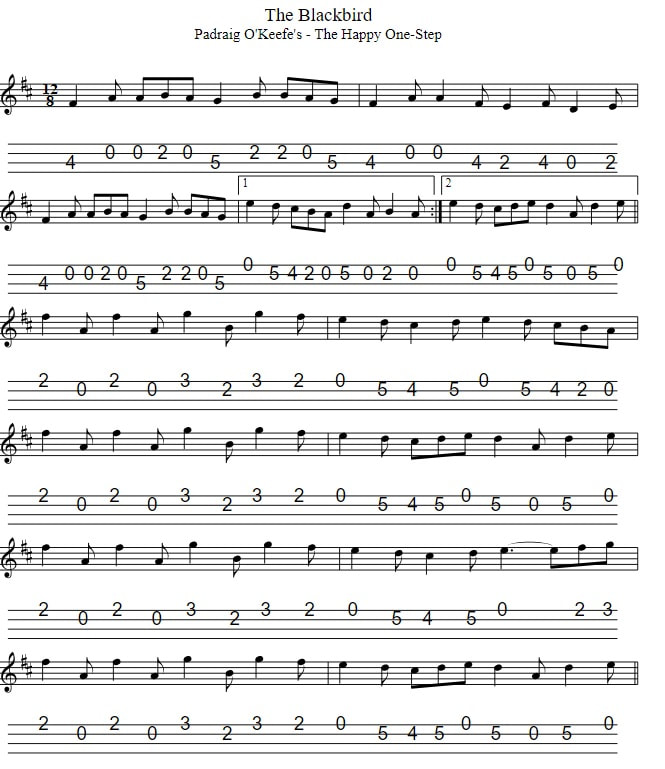 The Blackbird Tenor Banjo / Mandolin Tab By Sharon Shannon