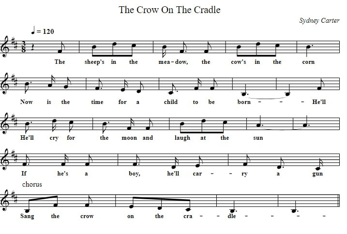 The crow on the cradle sheet music in D Major