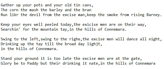 The hills of Connemara lyrics