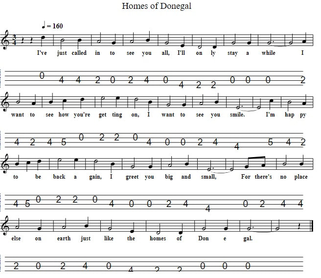 The homes of Donegal tenor guitar / mandola tab