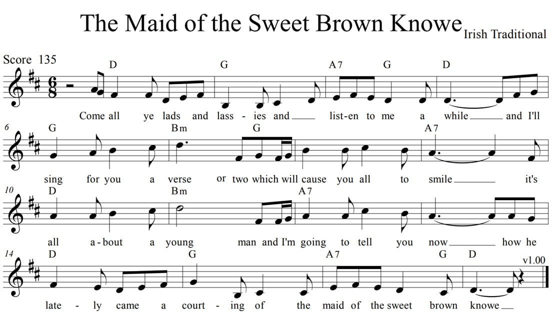 The maid of the sweet brown knowe sheet music lyrics and chords