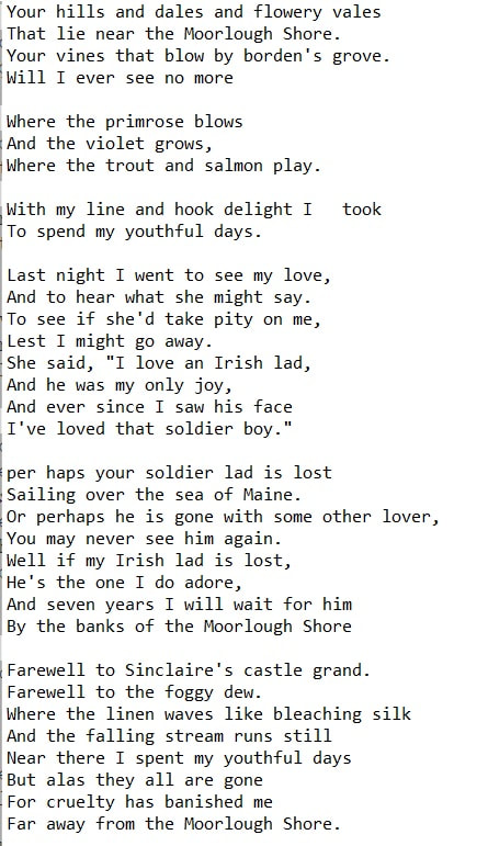 the moorlough shore lyrics