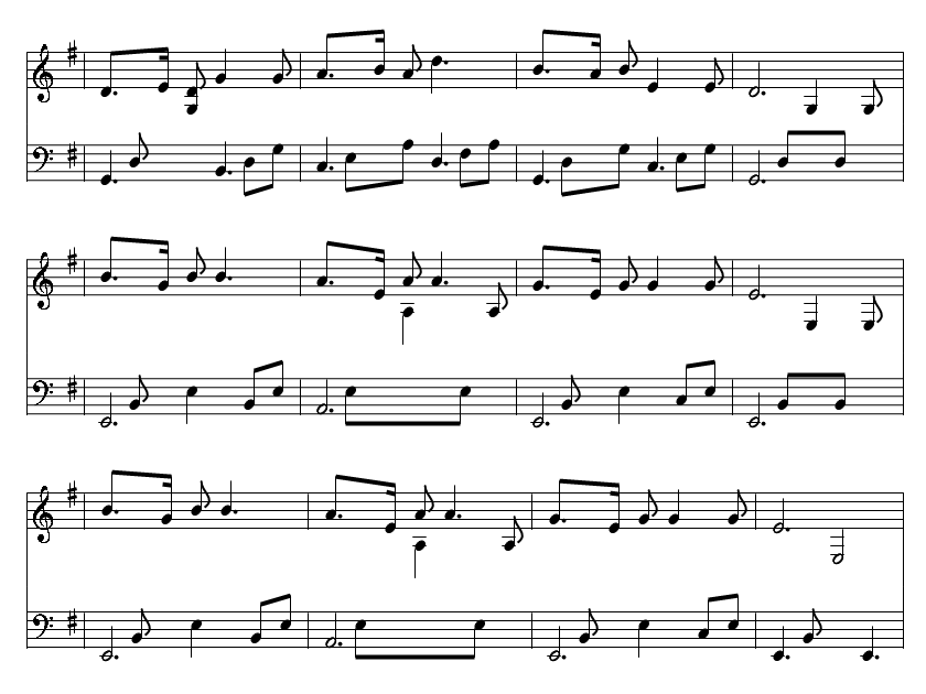 The skye boat song music notes in the key of G Major