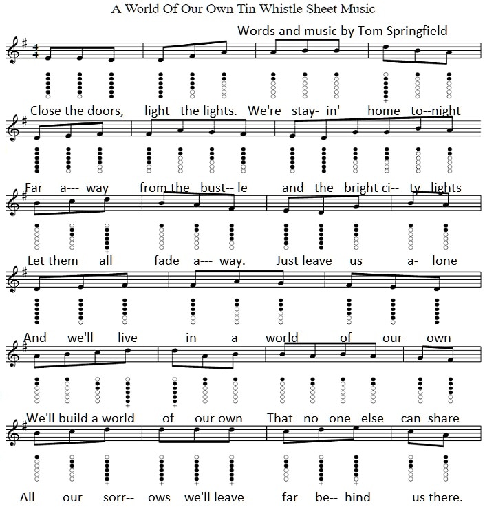 A world of our own sheet music for tin whistle