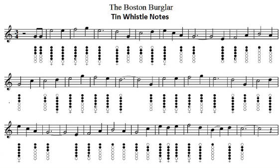 boston burglar tin whistle sheet music
