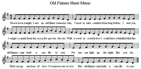 Old flames sheet music notes
