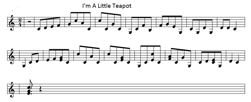 I'm a little teapot sheet music