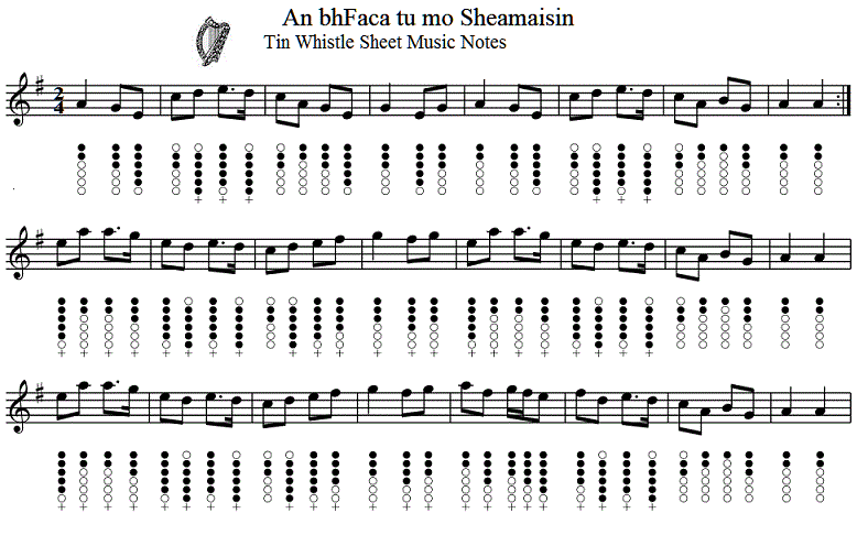 An Bhfaca Tu Mo Sheamaisin tin whistle sheet music