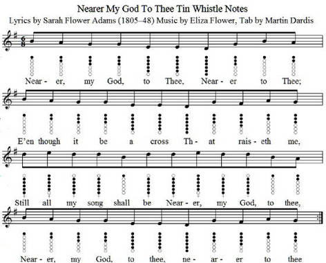 nearer my God to thee tin whistle sheet music in G