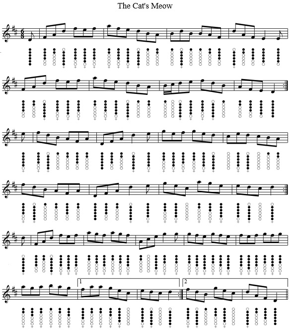 The Cat's Meow tin whistle sheet music