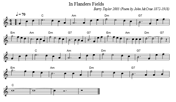 Flanders fields sheet music notes