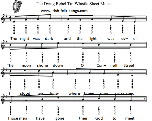 The dying rebel sheet music notes