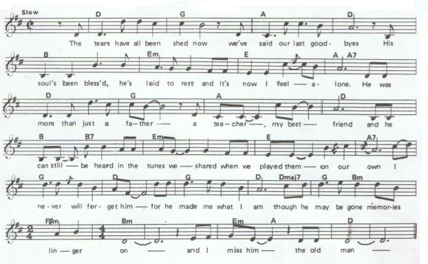The Old Man Sheet Music By The Fureys Irish Folk Songs