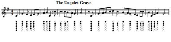 The unquiet grave sheet music and tin whistle notes