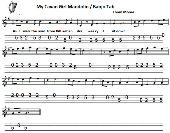 cavan girl banjo tab