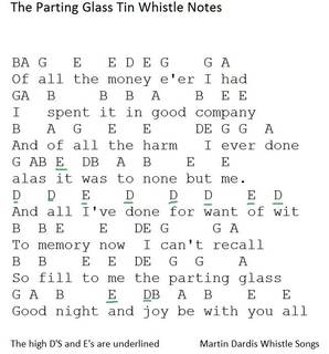 The parting glass song letter notes