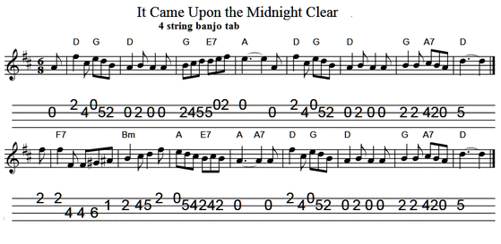 It Came Upon A Midnight Clear mandolin tab in D