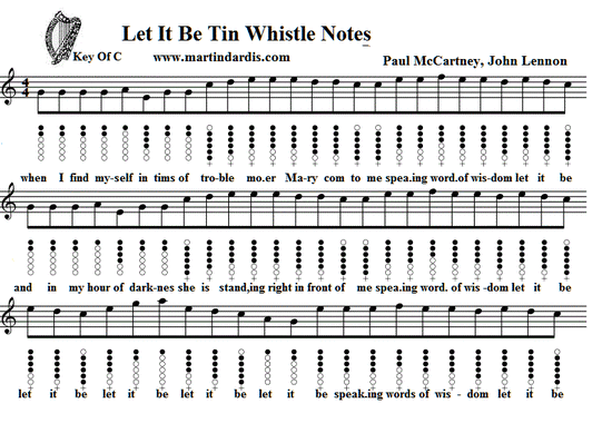 Let it be tin whistle sheet music