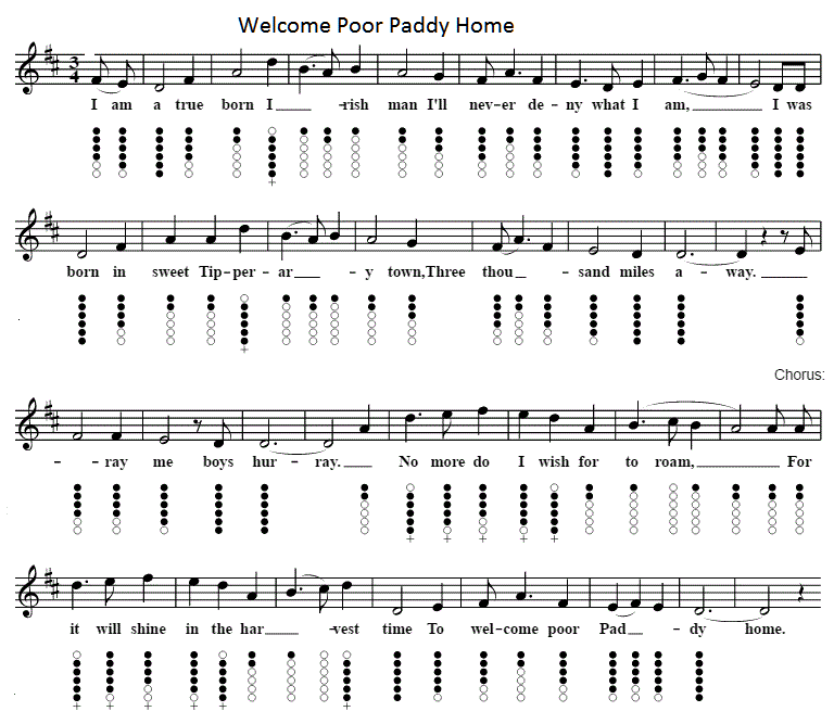 Welcome poor Paddy home sheet music