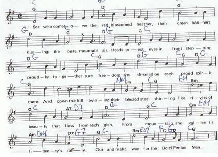 The bold fenian men sheet music in the key of G Major