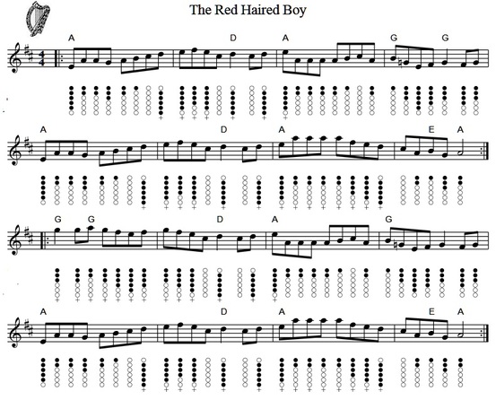 Red haired boy tin whistle sheet music