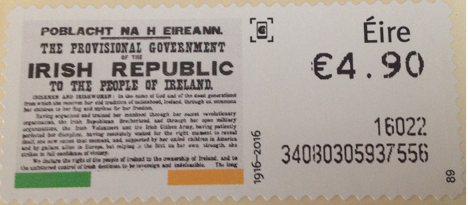 Irish Republic stamp 1916 to 2016 from An Post