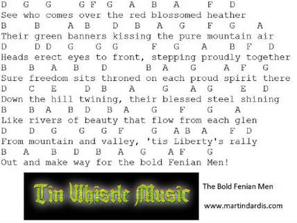 The Bold Fenian Men Tin Whistle Notes