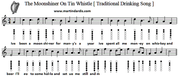 The Moonshiner Sheet Music For Tin Whistle