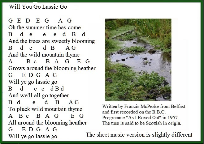Wild Mountain Thyme / Will You Go Lassie Go Letter Notes