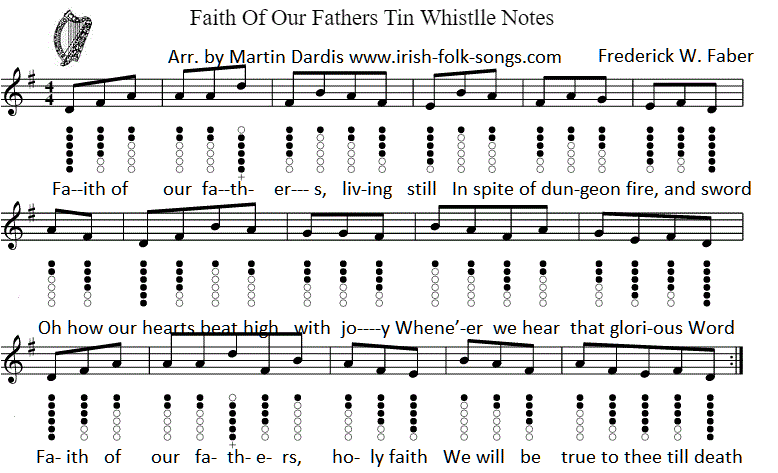 Faith of our fathers tin whistle sheet music