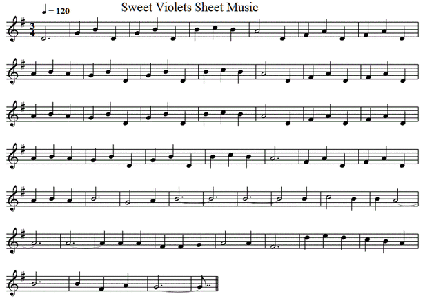 Sweet violets sheet music notes