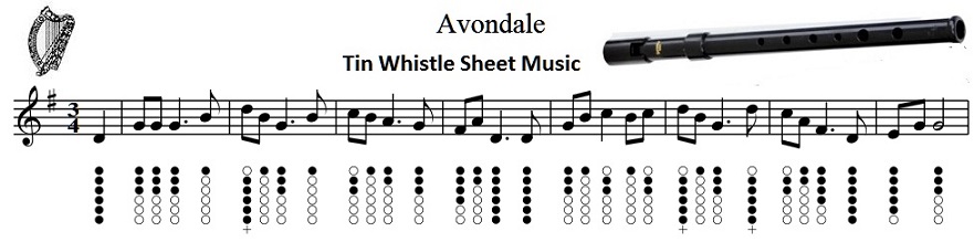Avondale Sheet Music And Tin Whistle Notes