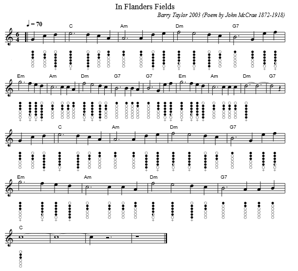 in flanders fields tin whistle sheet music