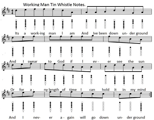 working man tin whistle sheet music key of D