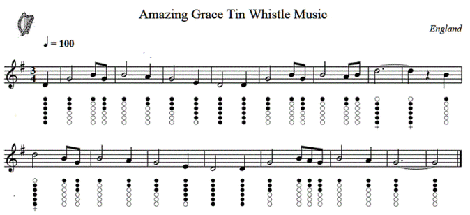Amazing grace tin whistle music