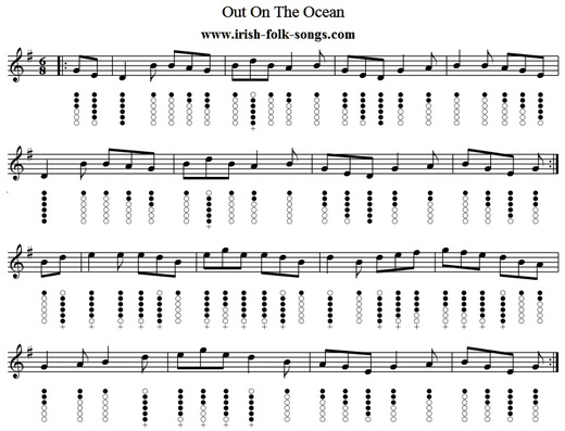 Out on the ocean tin whistle sheet music
