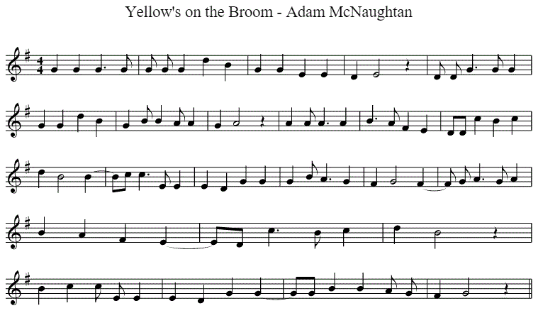 Yellow on the broom sheet music notes