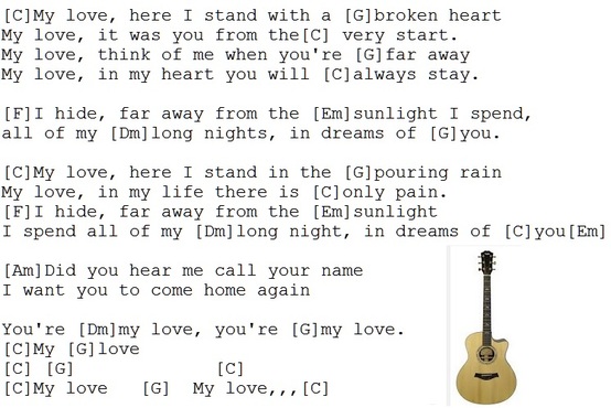 My love lyrics and chords by Joe Dolan
