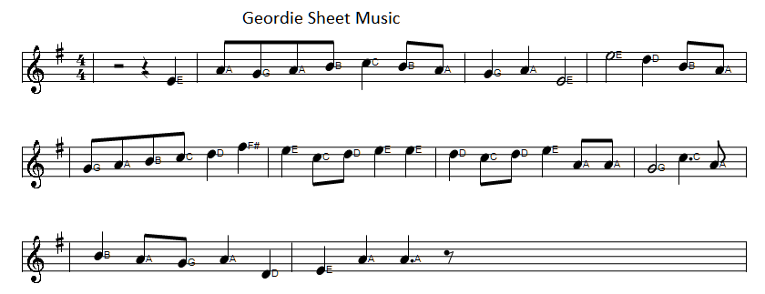 Geordie sheet music in the key of G Major