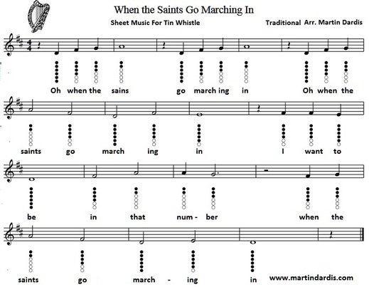 When The Saints Go Marching In Tin Whistle Music Notes