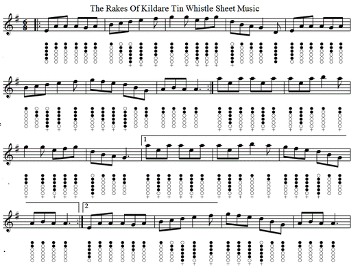 The Rakes Of Kildare Tin Whistle Sheet Music