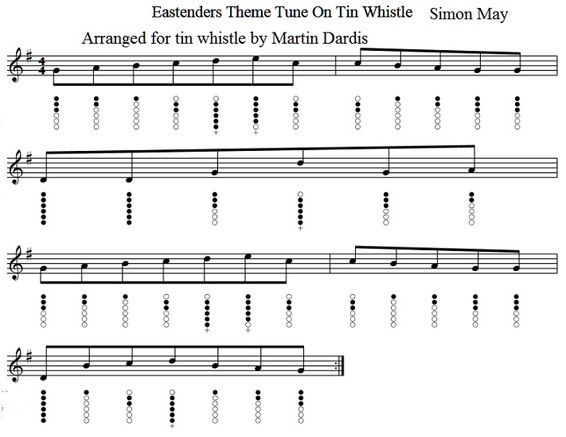 eastenders tin whistle sheet music notes