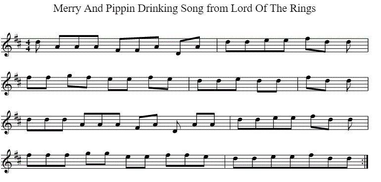 Lord of the rings sheet music merry pippin