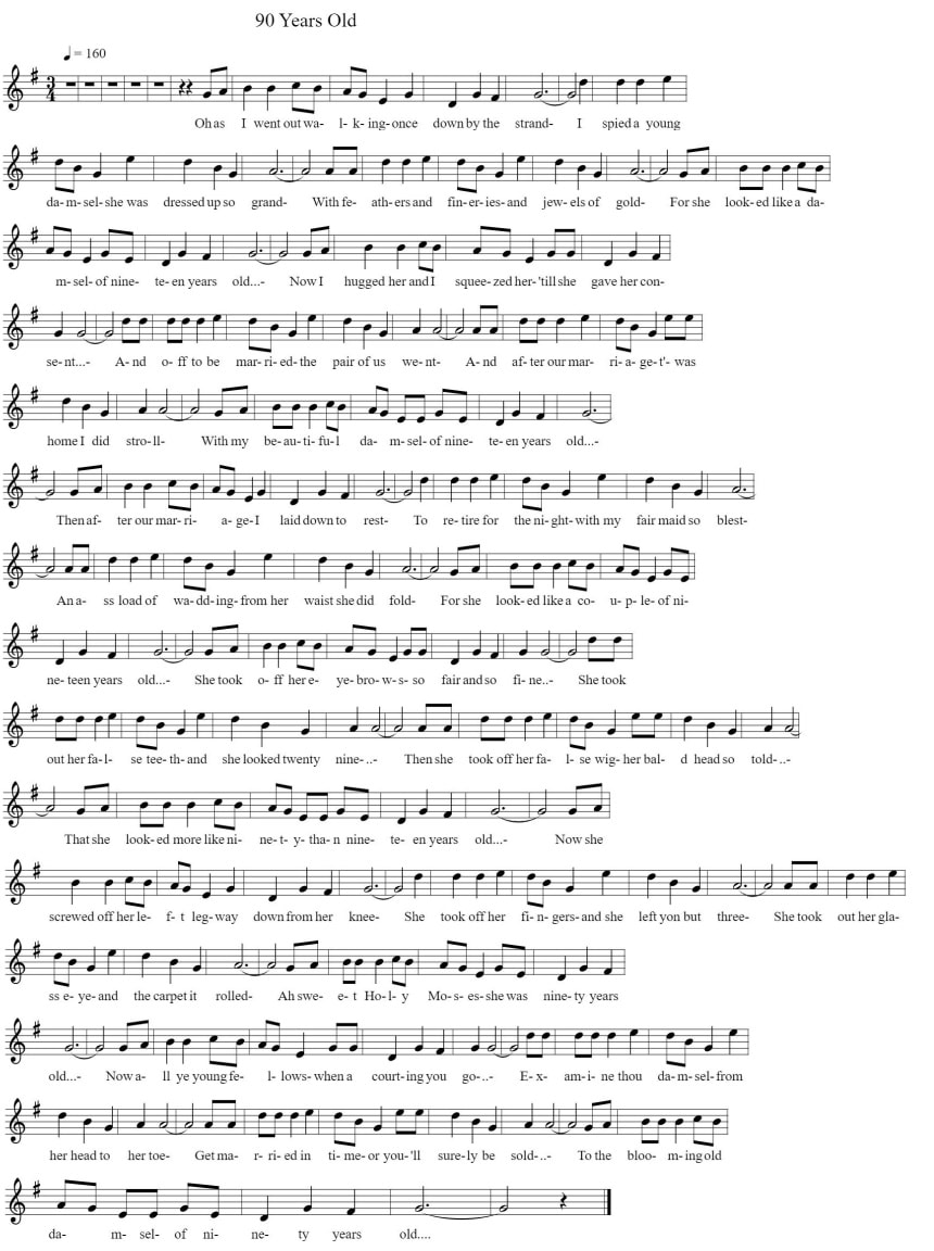 90 years old sheet music