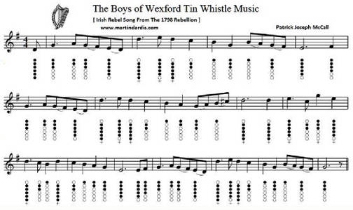 boys of wexford tin whistle sheet music