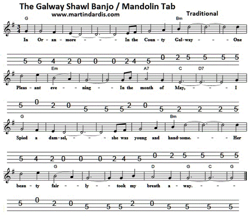 The Galway Shawl mandolin or banjo tab