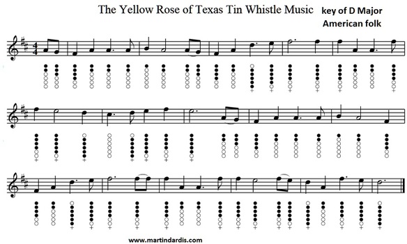 Yellow Rose Of Texas Tin Whistle Sheet Music