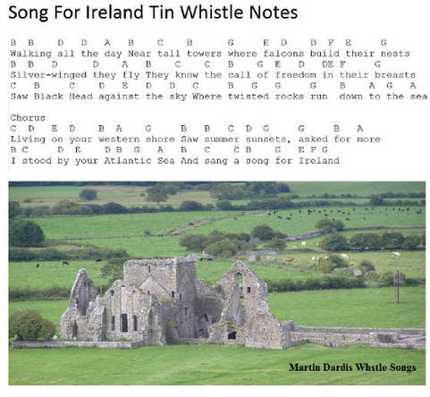 a song for Ireland tin whistle notes
