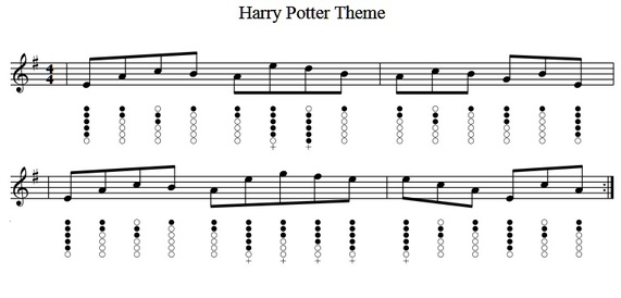 Harry Potter Theme Tune Sheet Music For Tin Whistle