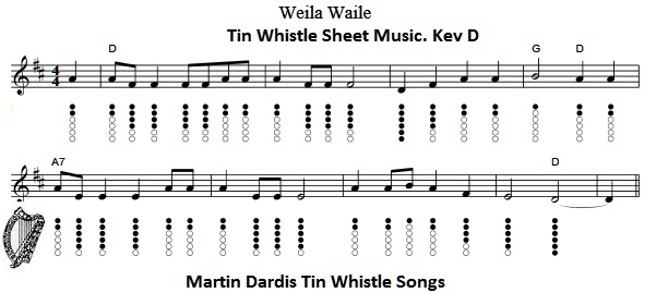 Weile Waila Sheet Music and tin whistle notes